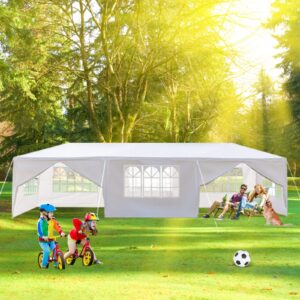 BELANITAS Event Tent with 8 Sidewalls Heavy Duty Wedding Tent for Parties 10x30 Party Tent with Windows, Zipper Doors,Ropes and Nails for Home Birthday Graduation Ceremony,White