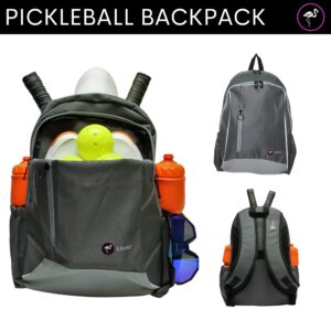 ERANT Athletic Pickleball Bag - Extra Large Sports Pickleball Backpack - Holds 4 Paddles & 2 Bottles - Durable - Men & Women - For Tennis, Pickleball & Gym - Grey