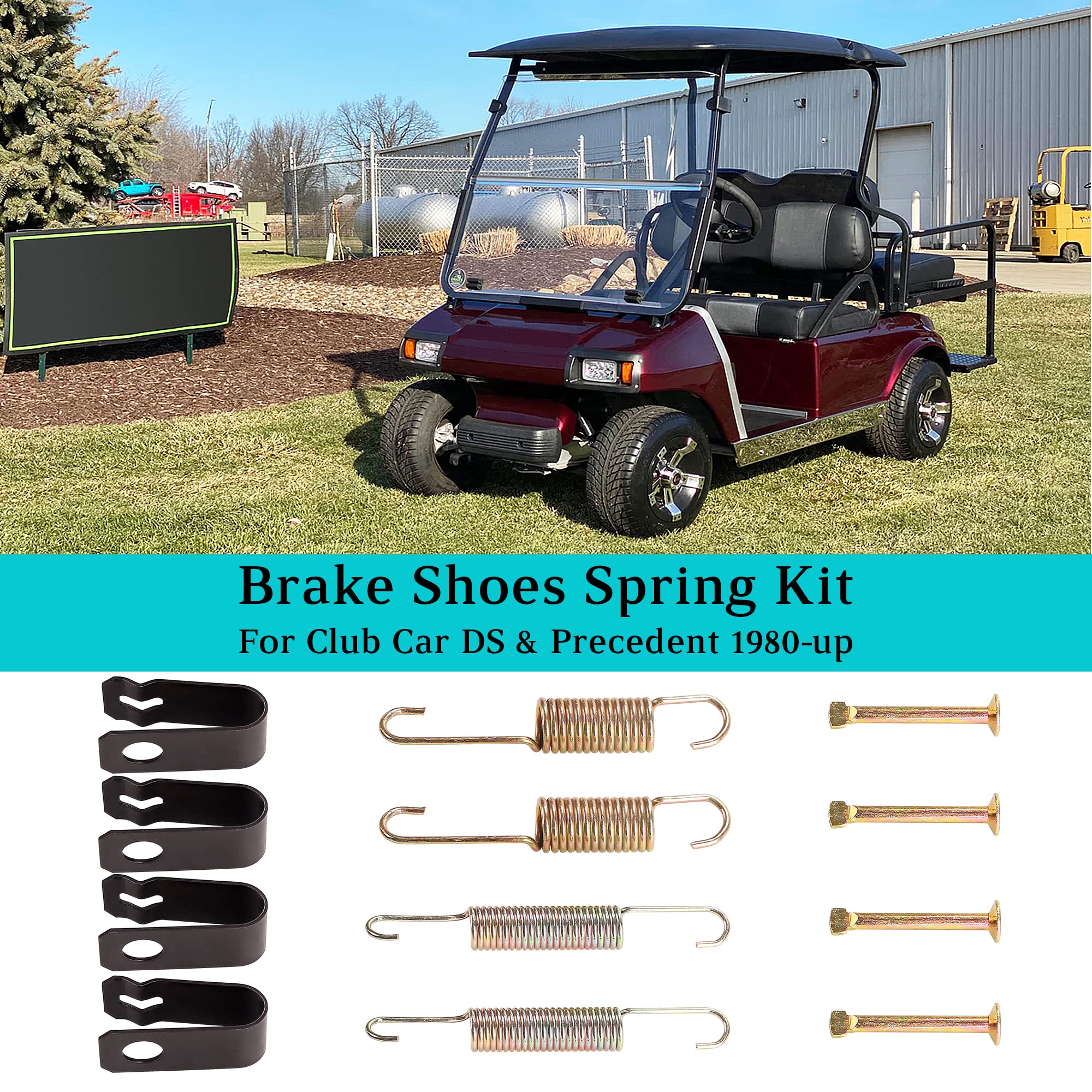 10L0L Brake Shoes Spring Kit for Club Car DS Precedent Golf Carts 1980-UP, Replace OEM#1018163-01 1011466