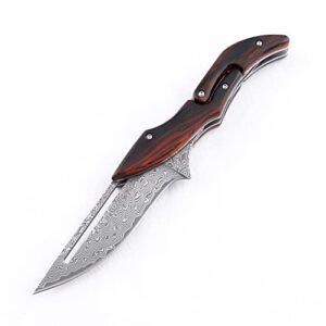 JEABROTHER VG10 Damascus Knife Mechanical Folding Knife Fixed Blade Outdoor Tool Knife