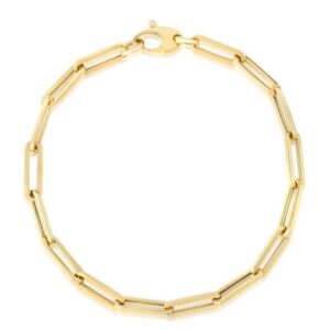 The Diamond Deal 10k SOLID Yellow Gold 4.2mm Lite Paperclip Chain Necklace or Bracelet for Pendants and Charms with Lobster-Claw Clasp (7.5", 18", 24 inch)