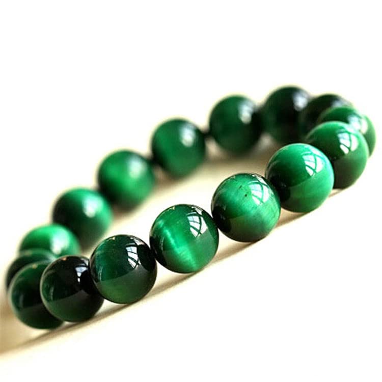 Gfsdjalkj Natural Green Tiger Eye Bracelet Suitable for Men Women Bracelet Jewelry (Metal Color : 14MM)