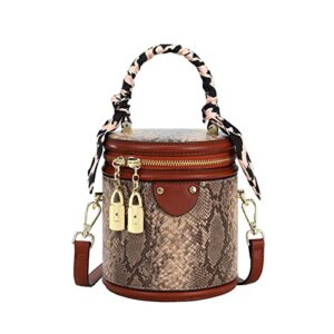 sweetovo women vintage bucket handbag snake printed faux leather hobo crossbody shoulder bag with double metal zipper