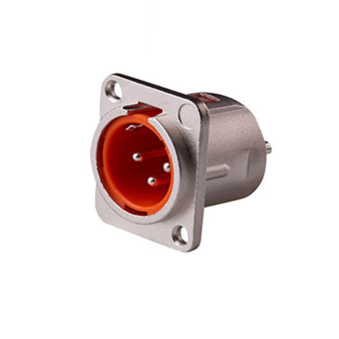 GDQLCNXB XLR Male Jack 3 Pin Panel Mount Jacks,XLR Male Connector 4 Pcs, Silver Metal Housing，Inner Shell Orange.