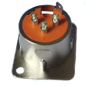 GDQLCNXB XLR Male Jack 3 Pin Panel Mount Jacks,XLR Male Connector 4 Pcs, Silver Metal Housing，Inner Shell Orange.