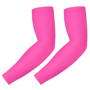 HDE Arm Sleeves for Men Women, Compression Sleeve Arm UV Protection Basketball Baseball Football Pink - S