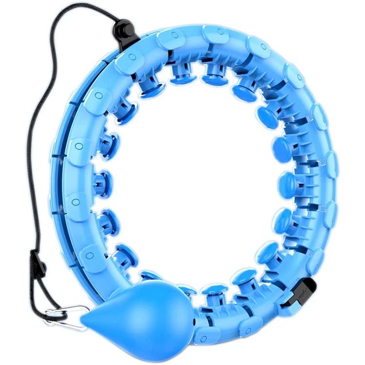 Weighted Hula Hoop/Adjustable Hula Hoop/Smart Counter Technology/Exercise Ball/Weight Loss/ 24 Knots/Fitness Hula Hoop/ (Blue)