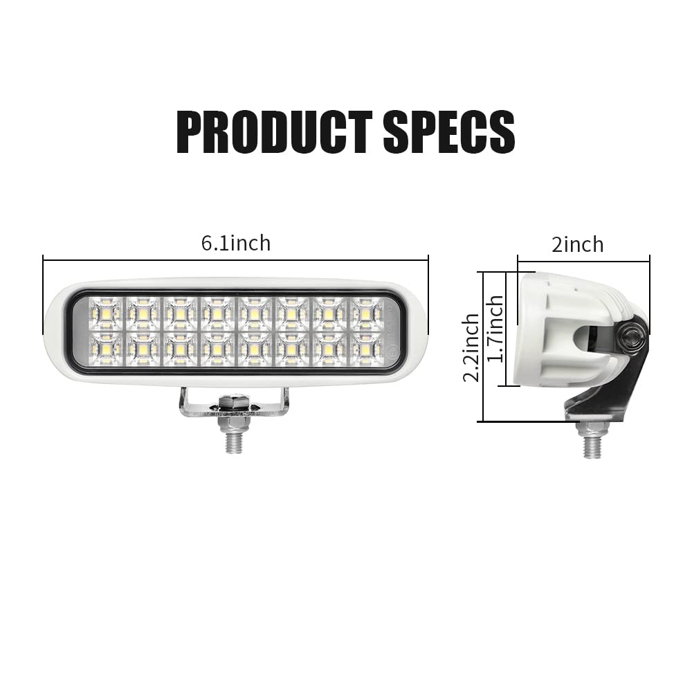 EXZEIT Led Boat Lights, 2 pc Deck/Dock Marine Lights 3000LMS 150°Flood Light, 6inch, 12/24 V