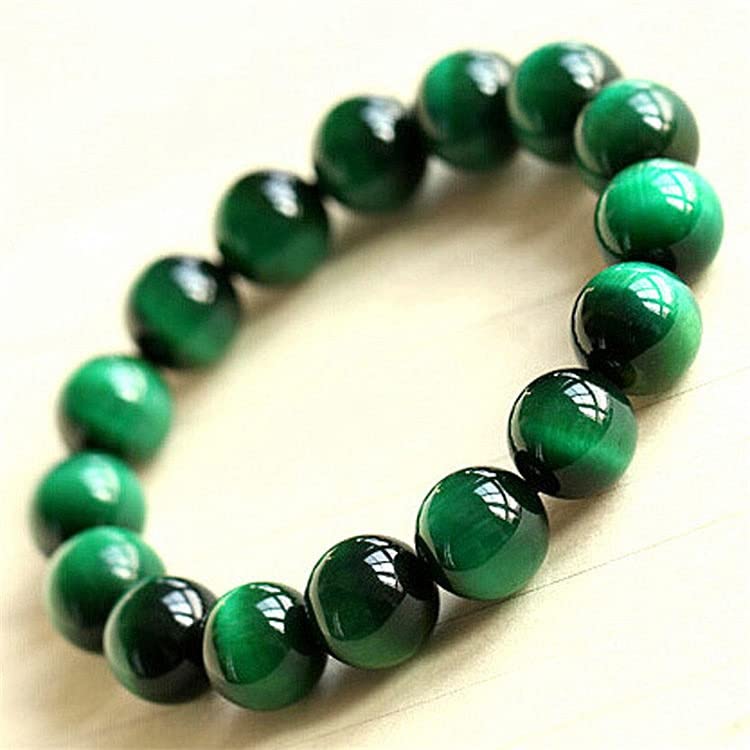 Gfsdjalkj Natural Green Tiger Eye Bracelet Suitable for Men Women Bracelet Jewelry (Metal Color : 14MM)