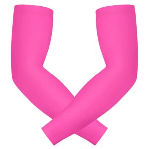 HDE Arm Sleeves for Men Women, Compression Sleeve Arm UV Protection Basketball Baseball Football Pink - S