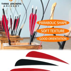 THREE ARCHERS 40 PK Arrow Feather Fletching 4” Nature Turkey Feather for Archery DIY Arrows (red)