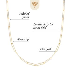 The Diamond Deal 10k SOLID Yellow Gold 4.2mm Lite Paperclip Chain Necklace or Bracelet for Pendants and Charms with Lobster-Claw Clasp (7.5", 18", 24 inch)