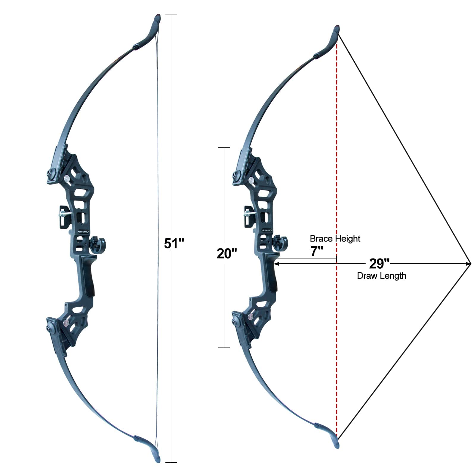 IS-TONGTU Archery Bow Set Recurve Bow and Arrow Adult Set 51" Training Bow Takedown 30 40 50lb Long Bows for Hunting Adult Beginner with 12 Arrows