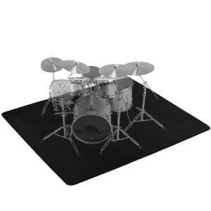 ibvivic 5.2ft x 6.5ft drum pad drum mat drum carpet tightly woven fabric with non-slip grip bottom roll of 35 square feet, black