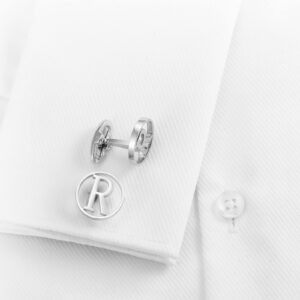 GWD Cufflinks for Men Classic Tuxedo Shirt Wedding Cuff Links Personalized Initials A-Z Gift (R)