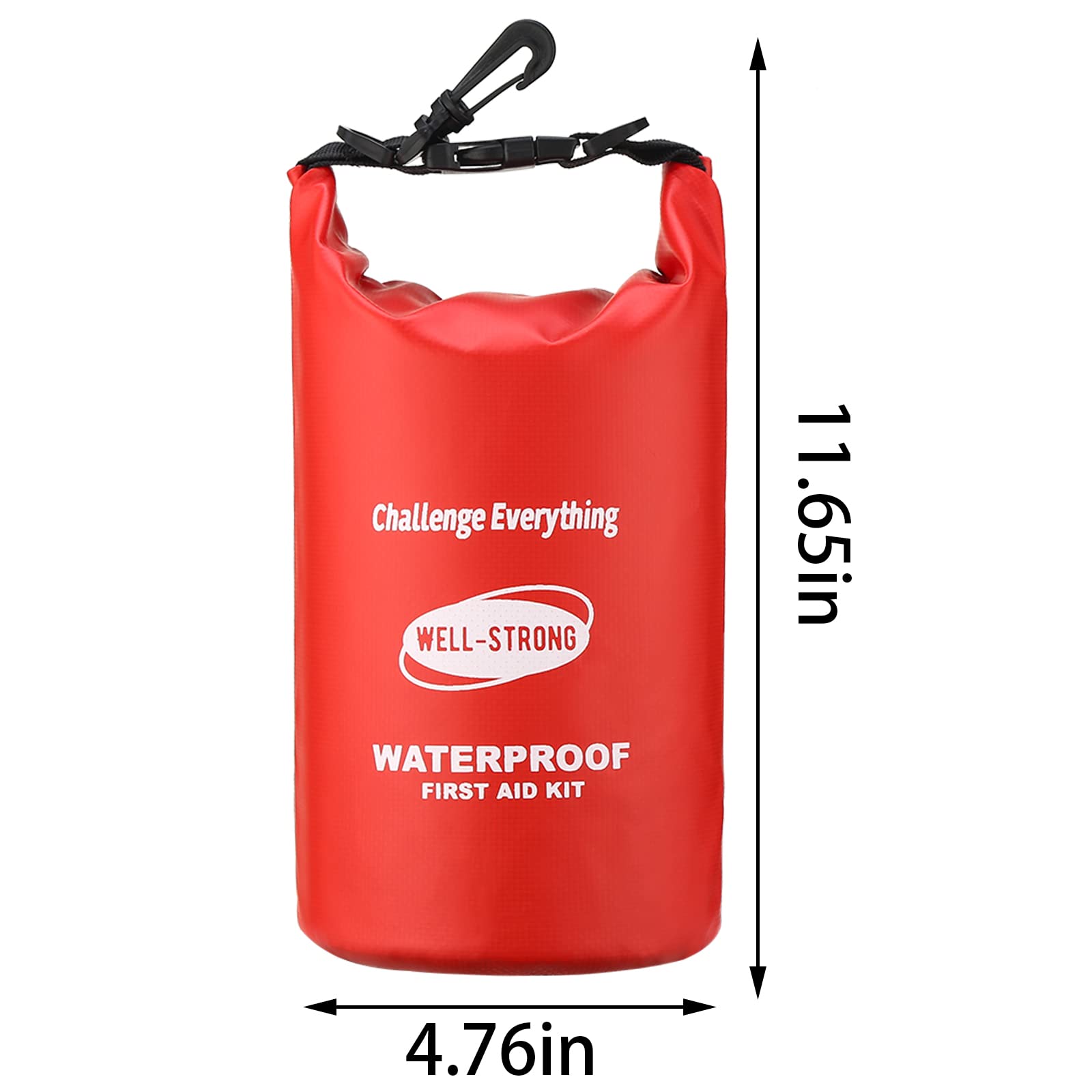 WELL-STRONG Dual Waterproof First Aid Kit Boat Emergency Kit with Buckles for Fishing Kayaking Boating Swimming Camping Rafting Beach Red