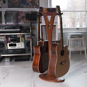 Ruach GS-1 Dual Acoustic and Electric Wooden Guitar Stand - Mahogany