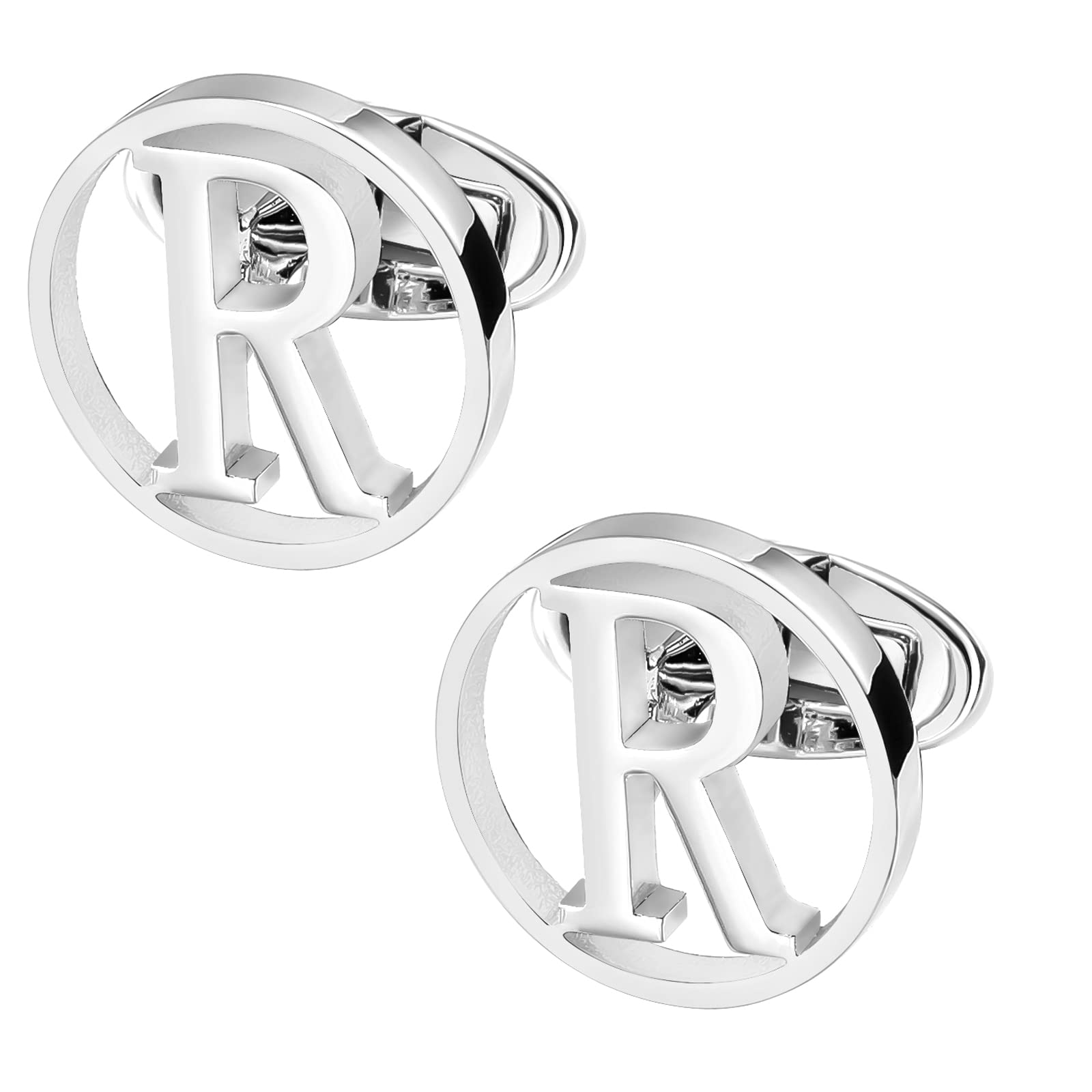 GWD Cufflinks for Men Classic Tuxedo Shirt Wedding Cuff Links Personalized Initials A-Z Gift (R)