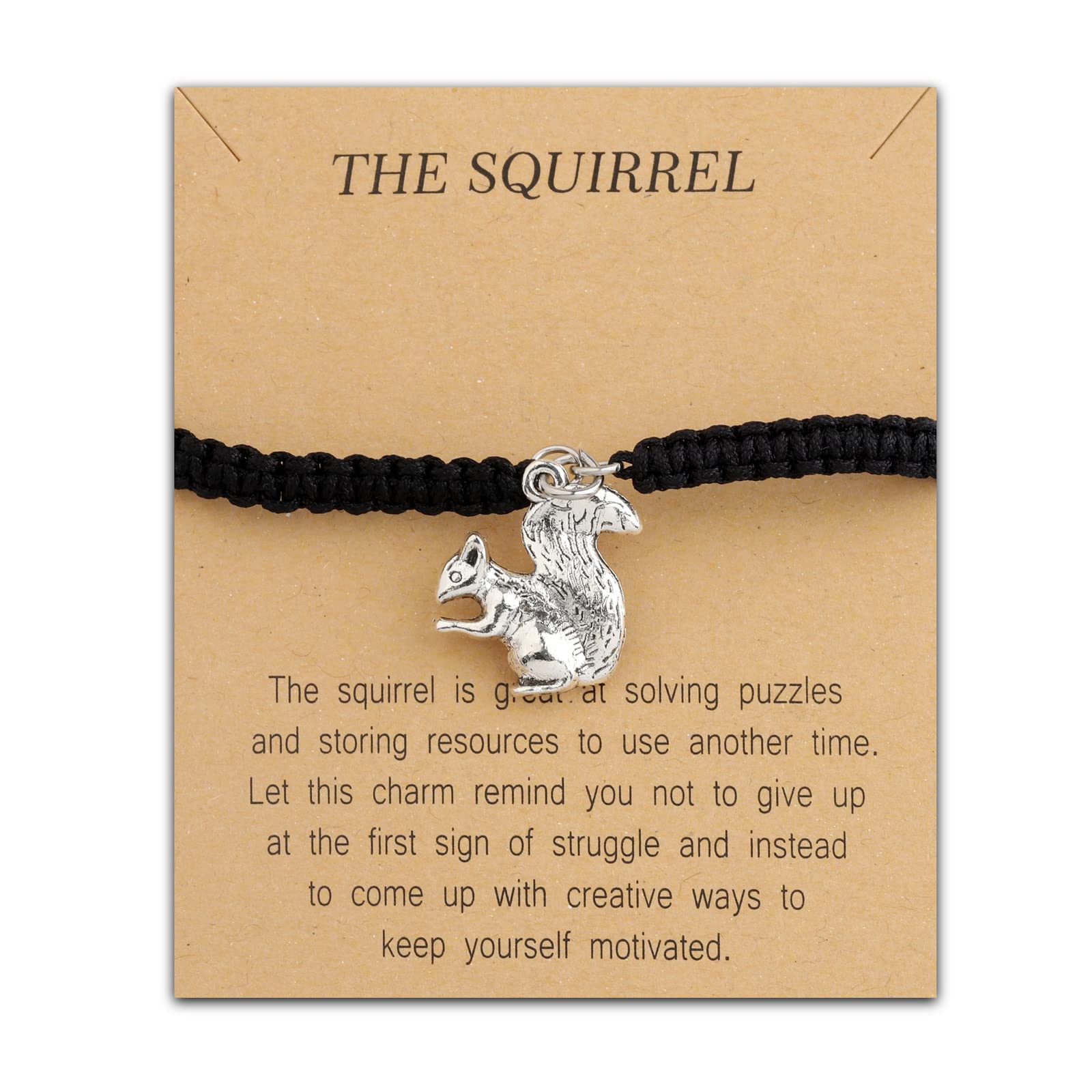 MAOFAED Squirrel Gift Squirrel Lover Gift Squirrel Jewelry Squirrel Bracelet Inspirational Gift for Friend (squirrel card br)