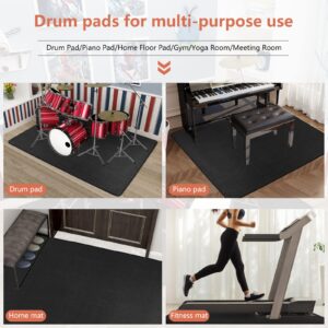 IBVIVIC 5.2Ft x 6.5Ft Drum Pad Drum Mat Drum Carpet Tightly Woven Fabric with Non-Slip Grip Bottom Roll of 35 Square Feet, Black