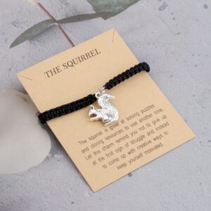 MAOFAED Squirrel Gift Squirrel Lover Gift Squirrel Jewelry Squirrel Bracelet Inspirational Gift for Friend (squirrel card br)