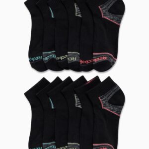 Reebok Women's Quarter Socks - 12 Pack Performance Arch Support Ankle Socks - Cushioned Athletic Socks for Women (Size: 4-10), Size 4-10, Black Multi