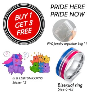 LGBT UNICORNS Bisexual Ring, Bi Pride jewelry Stainless Steel Ring for man & woman, Size 6-13