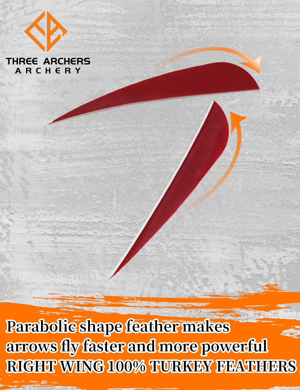 THREE ARCHERS 40 PK Arrow Feather Fletching 4” Nature Turkey Feather for Archery DIY Arrows (red)