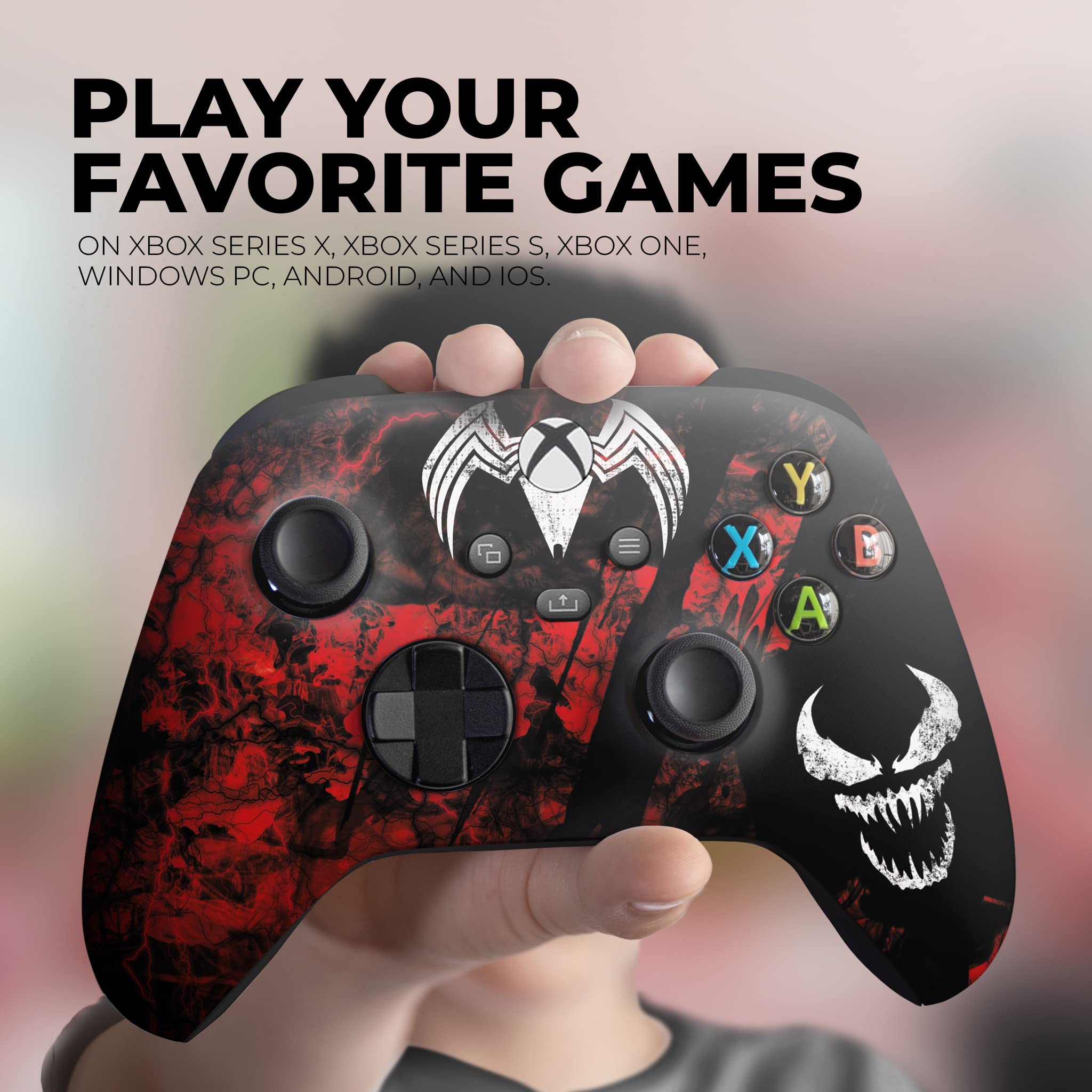 DreamController Carnage Custom X-box Controller Wireless compatible with X-box One/X-box Series X/S Proudly Customized in USA with Permanent HYDRO-DIP Printing(NOT JUST A SKIN) (MODDED)