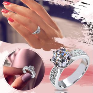 Wedding Band Ring for Women with Cubic Zirconia Engagement Promise Bridal Band Fashion Cute Plated Ring Set Engagement Promise Rings Anniversary Gift Jewelry size 5-10 (White, 5)