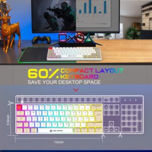 LexonElec 60% Mechanical Gaming Keyboard, Linear Red Switches, RGB Backlit Compact Mechanical Keyboard, PBT Dye-Sub XDA Keycaps, Multimedia Keys, 62-Key Anti-Ghosting Mini Keyboard, for Win/Mac/PC/PS4