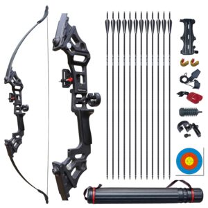 IS-TONGTU Archery Bow Set Recurve Bow and Arrow Adult Set 51" Training Bow Takedown 30 40 50lb Long Bows for Hunting Adult Beginner with 12 Arrows