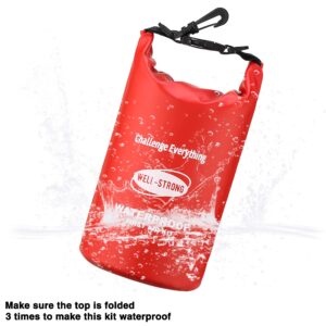 WELL-STRONG Dual Waterproof First Aid Kit Boat Emergency Kit with Buckles for Fishing Kayaking Boating Swimming Camping Rafting Beach Red