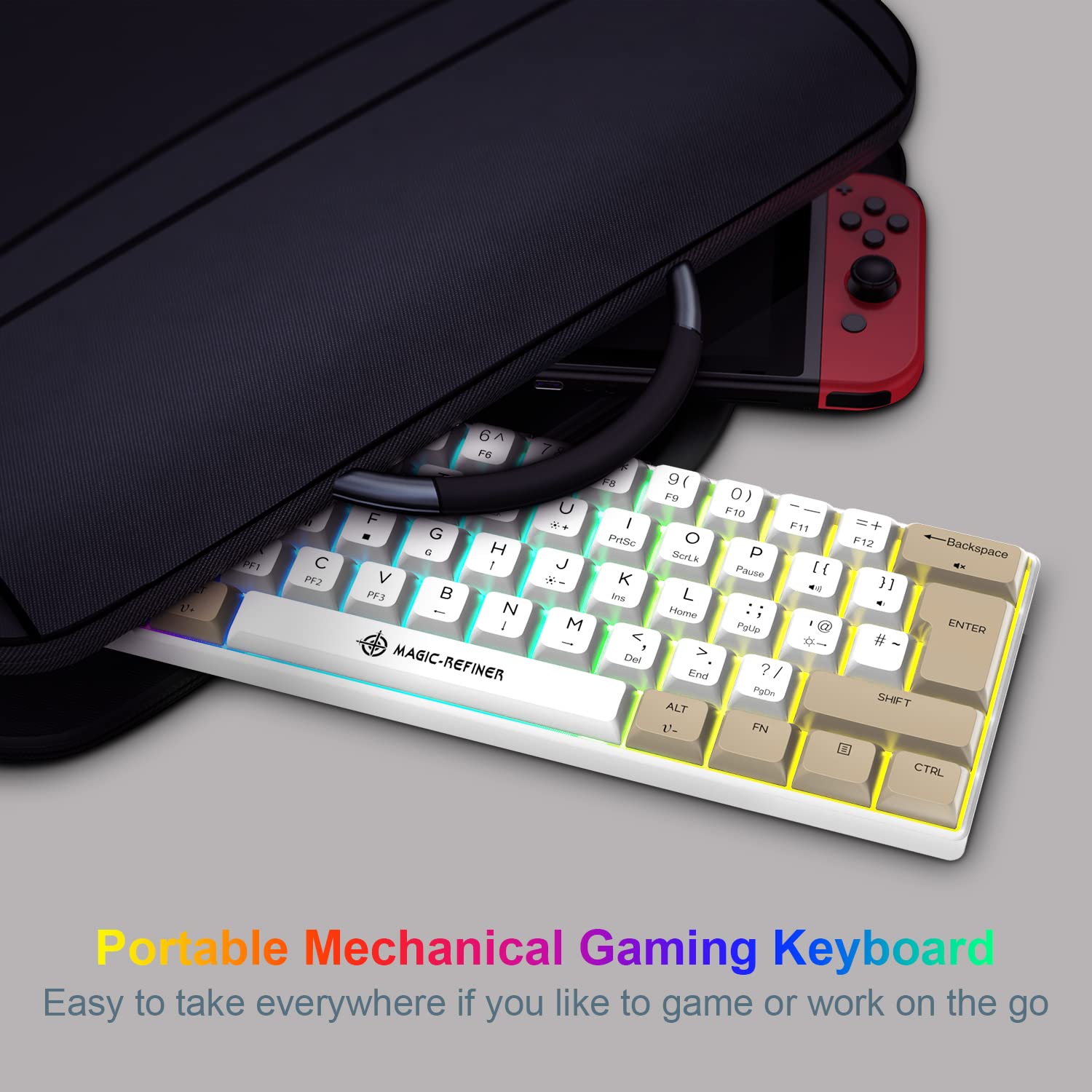 LexonElec 60% Mechanical Gaming Keyboard, Linear Red Switches, RGB Backlit Compact Mechanical Keyboard, PBT Dye-Sub XDA Keycaps, Multimedia Keys, 62-Key Anti-Ghosting Mini Keyboard, for Win/Mac/PC/PS4