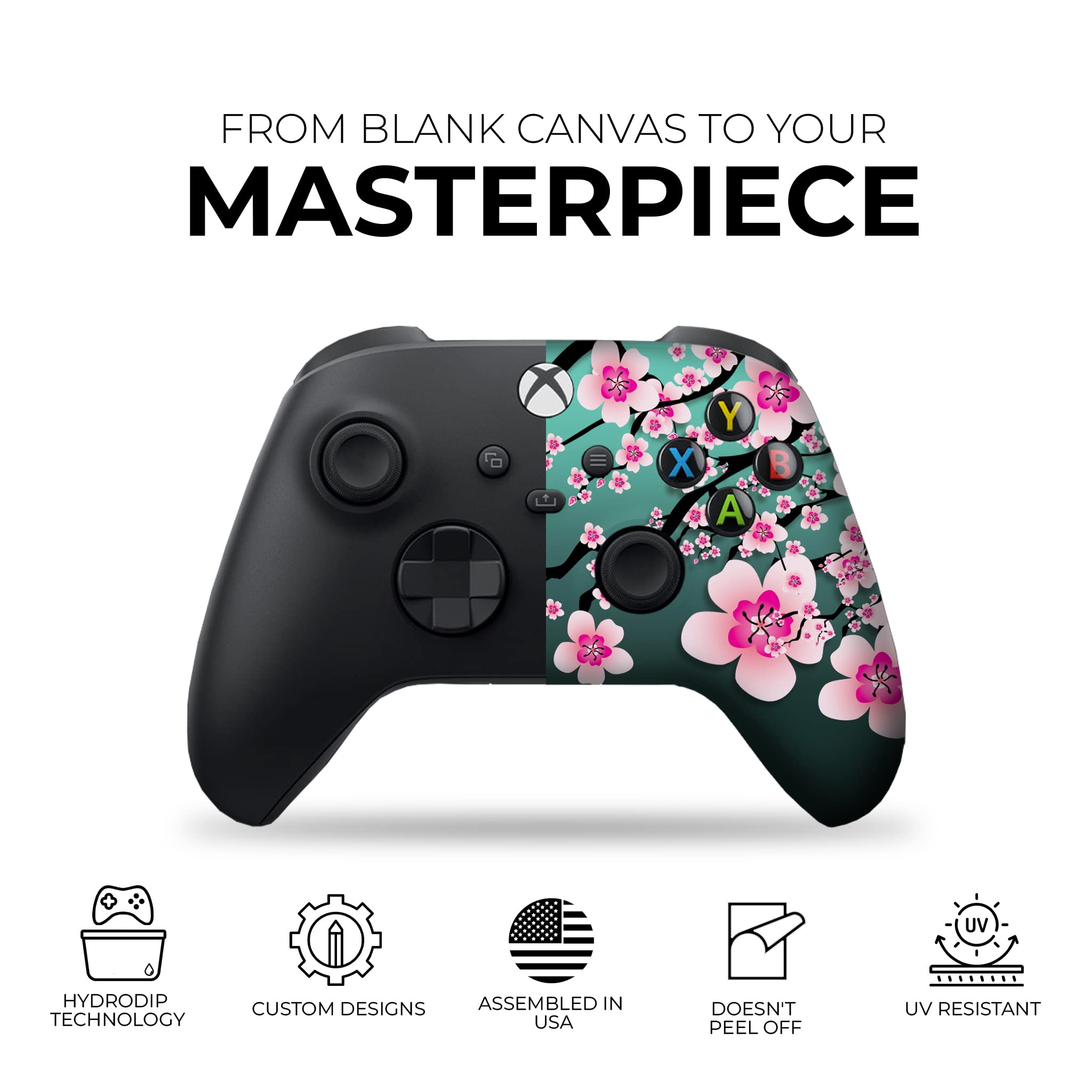 DreamController Cherry Blossom Custom X-box Controller Wireless compatible with X-box One/X-box Series X/S Proudly Customized in USA with Permanent HYDRO-DIP Printing(NOT JUST A SKIN) (MODDED)