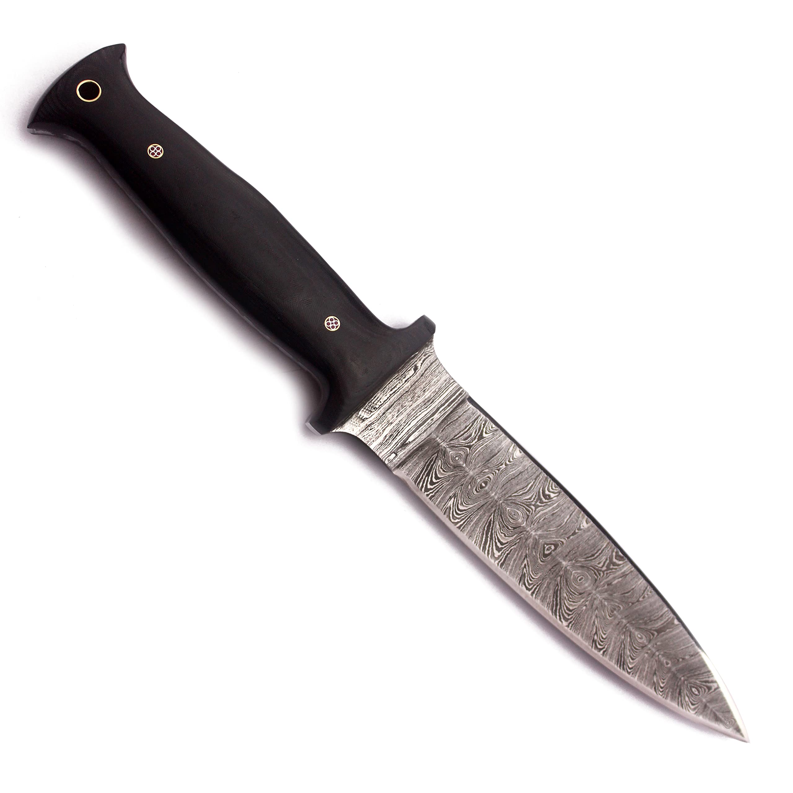 WolfKlinge Handmade Damascus Steel Dagger – Ideal for EDC, Hunting, Survival, Camping, and Fishing. Features a Fixed Spear Point Blade, Full Tang Micarta Handle, and Cowhide Leather Sheath-DCX22-59