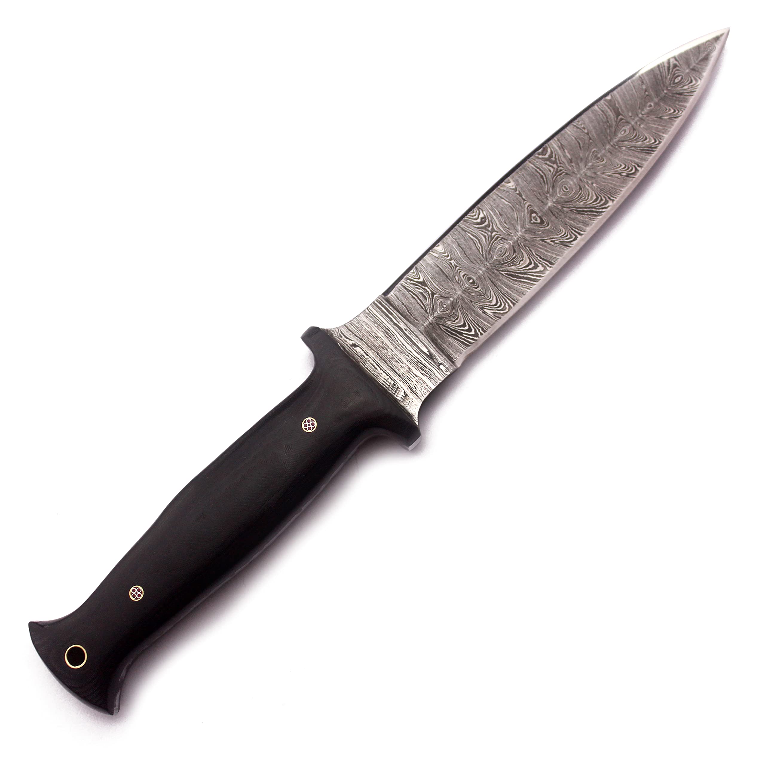 WolfKlinge Handmade Damascus Steel Dagger – Ideal for EDC, Hunting, Survival, Camping, and Fishing. Features a Fixed Spear Point Blade, Full Tang Micarta Handle, and Cowhide Leather Sheath-DCX22-59