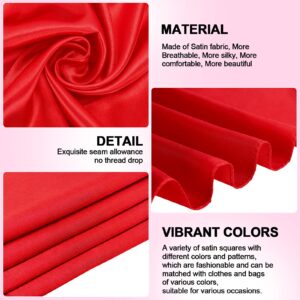 Tarpop 24 Pcs Women Square Neck Scarf Small Satin Scarf Handkerchief Solid Color Head Scarves Thin Scarf Retro Satin Ribbon Scarf for Women, 23.6 x 23.6 Inches, 24 Colors