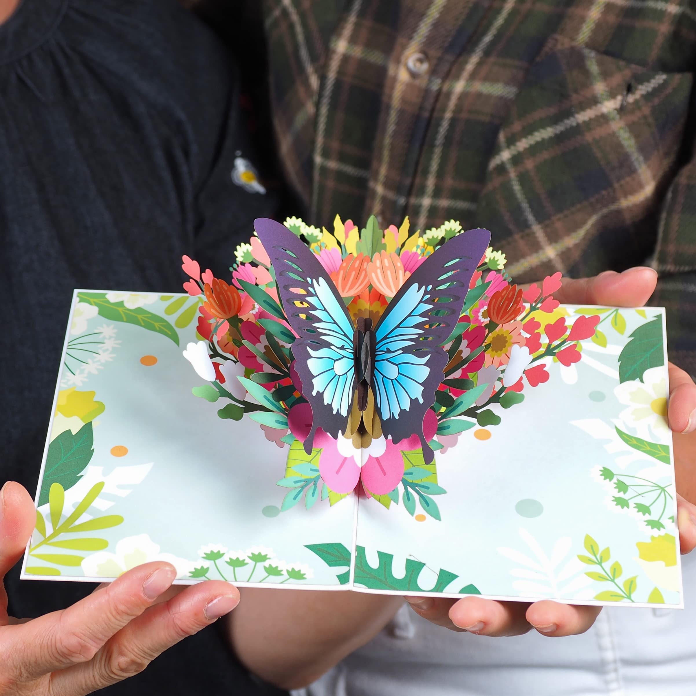 Paper Love 3D Spring Butterfly Pop Up Card, Gift for Birthday, Wedding, Anniversary, Thank You, Get Well, All Occasion or Just Because - 5" x 7" Cover - Includes Envelope and Note Tag