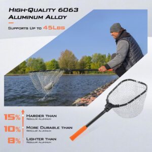 KastKing Brutus Fishing Net, Fish Landing Net, Lightweight & Portable Fishing Net with Soft EVA Foam Handle, Holds up to 44lbs/20KG, Fish-Friendly Mesh for a Safe Release, Silicone S