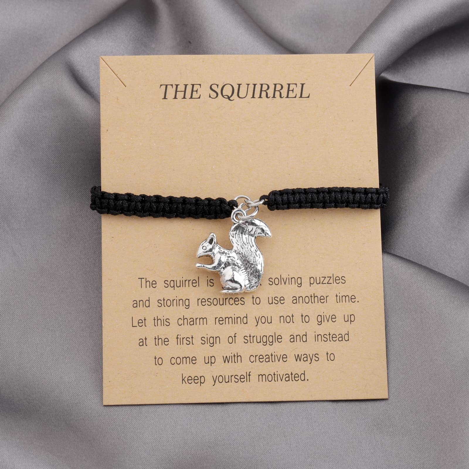 MAOFAED Squirrel Gift Squirrel Lover Gift Squirrel Jewelry Squirrel Bracelet Inspirational Gift for Friend (squirrel card br)