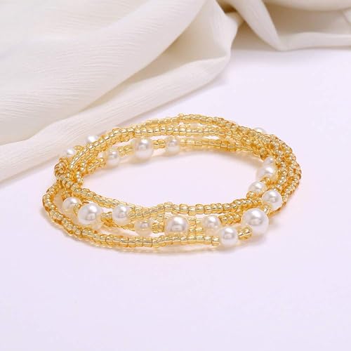 31-49Inch Elastic Waist Beads Plus Size for Women Adjustable Beaded Body Chain Belly Bracelet Stomach Beads Waistbeads (C, 31-37in)