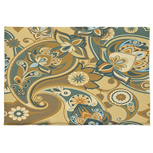 Savannan Bathroom Rug, Paisley Culture Asian Retro Style Cashew Flowers Texture Bath Mat Non-Slip Water Absorbent Microfiber Soft Plush Shaggy Bath Rugs for Shower, Bedroom, Bathtubs 24" x 35"