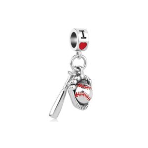 kunbead love baseball bead charms compatible with pandora bracelets