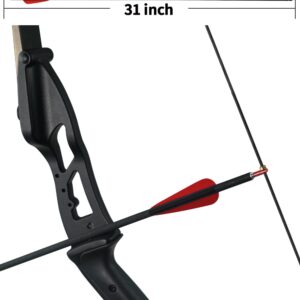 longbowmaker 12pcs Archery Carbon Arrows 31In Target Practice Hunting Arrows with Removable Nock & Tips Points for Recurve Bow (Black&red-12pcs)