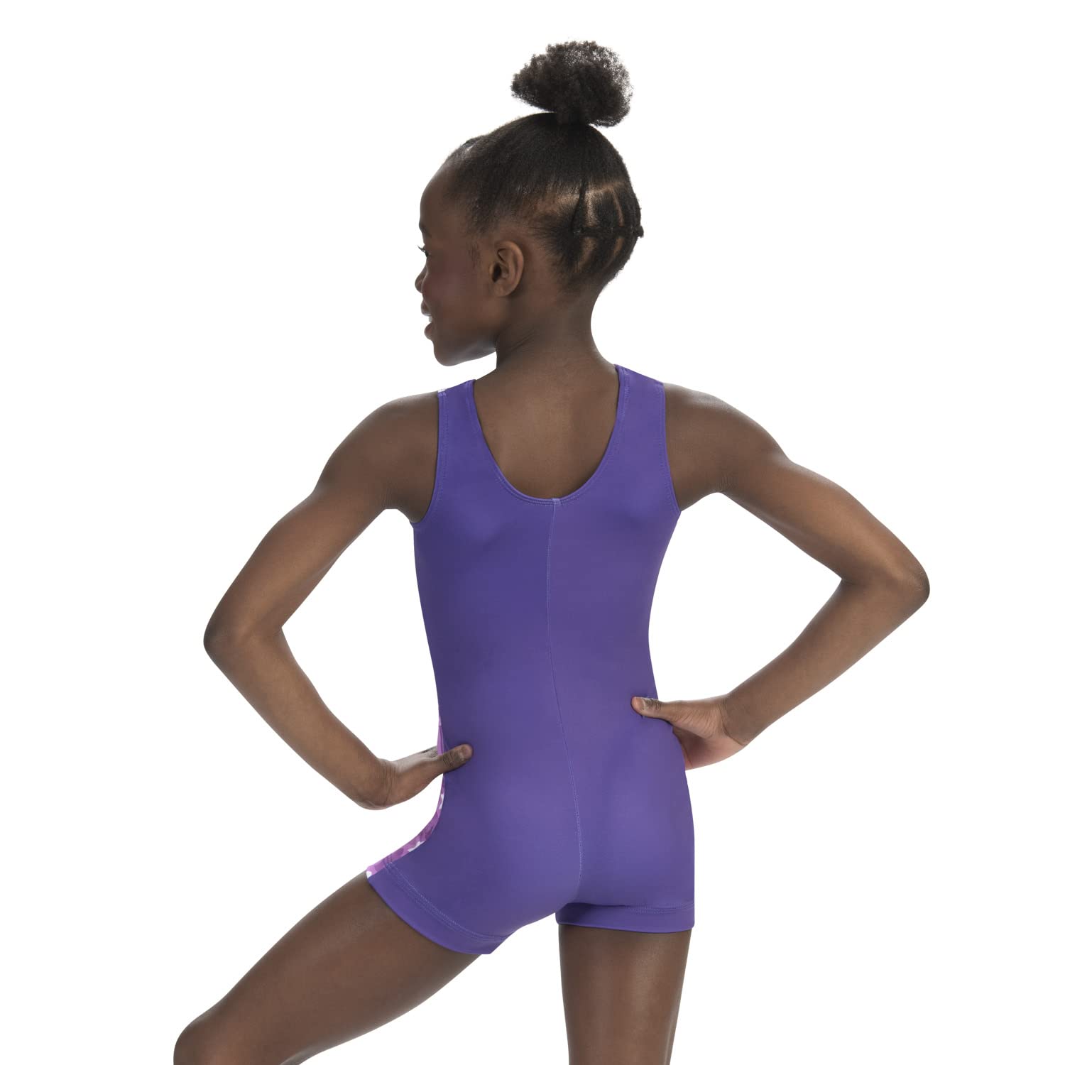 GK Stars Biketard for Girls | Dance & Gymnastics (Child Large, Falling Hearts)