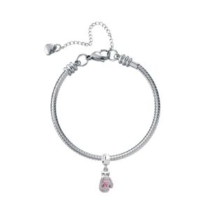 KunBead Women Fight Breast Cancer Boxing Gloves Dangle Charm Compatible with Pandora Bracelets