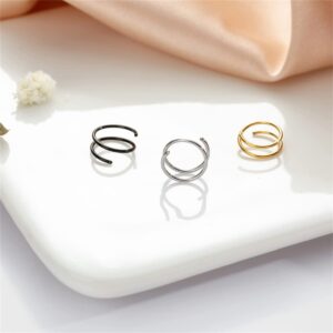 WEIJIN 3 Pieces Double Nose Ring for Single Piercing Nose Hoops Nose Rings Studs for Women Hoop Nose Ring Nose Rings