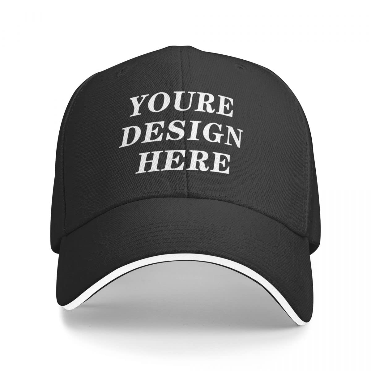 Custom Hats for Men Design Your Own Picture Add Photo Logo Text Name Personalized Adjustable Casual Baseball Cap Fitted Hat Dad Hat Unisex (Black)