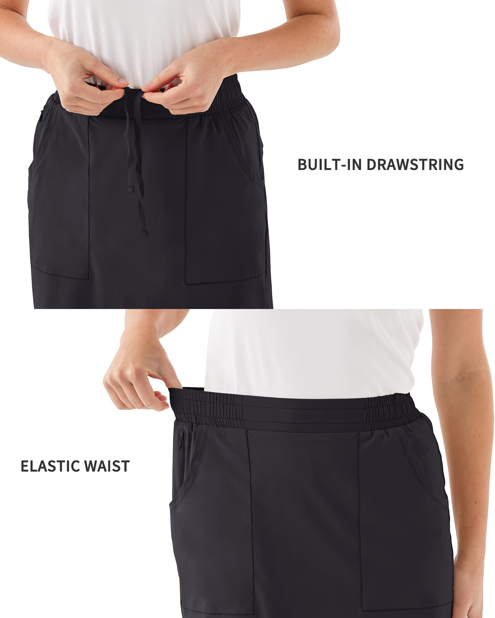 LastFor1 Women's Golf Skorts Lightweight Athletic Skirts UPF 50+ Elastic Waist with Shorts for Casual Outdoor Tennis Black L